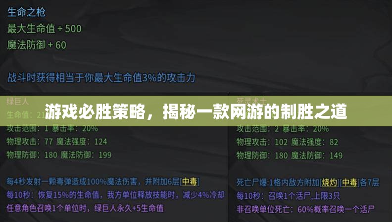 游戲必勝策略，揭秘一款網(wǎng)游的制勝之道