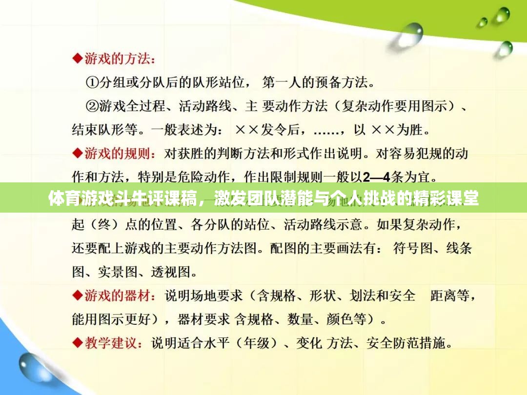 激發(fā)團隊潛能與個人挑戰(zhàn)，體育游戲斗牛的精彩評課報告