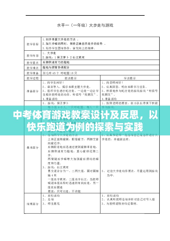 快樂跑道，中考體育游戲教案的探索與實踐與反思