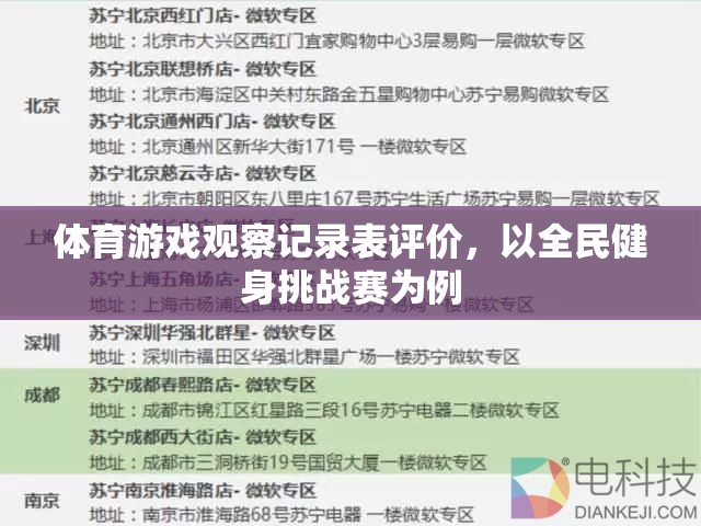 全民健身挑戰(zhàn)賽，體育游戲觀察記錄表評價