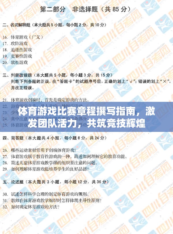 激發(fā)團隊活力，共筑競技輝煌，體育游戲比賽章程撰寫指南