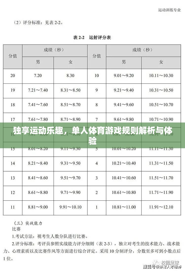 獨享運動樂趣，單人體育游戲規(guī)則解析與體驗