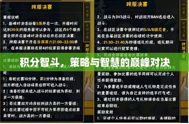 積分智斗，策略與智慧的巔峰對決