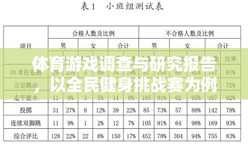 全民健身挑戰(zhàn)賽，體育游戲調查與研究的啟示