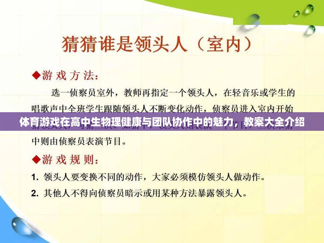 體育游戲，高中生物理健康與團隊協(xié)作的魅力與教學策略