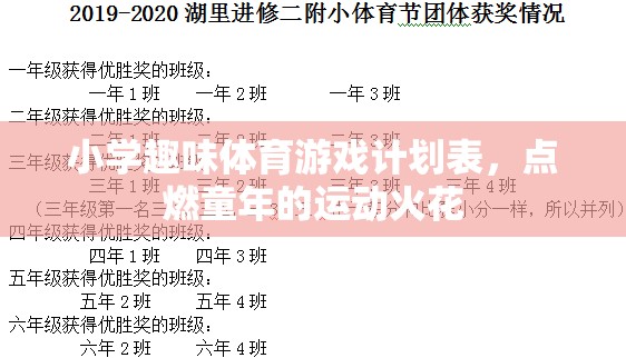 點燃童年的運動火花，小學趣味體育游戲計劃表