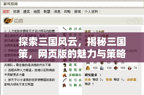 探索三國風(fēng)云，揭秘三國策，網(wǎng)頁版的魅力與策略