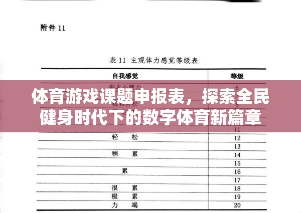 全民健身時(shí)代下的數(shù)字體育新篇章，體育游戲課題申報(bào)與探索