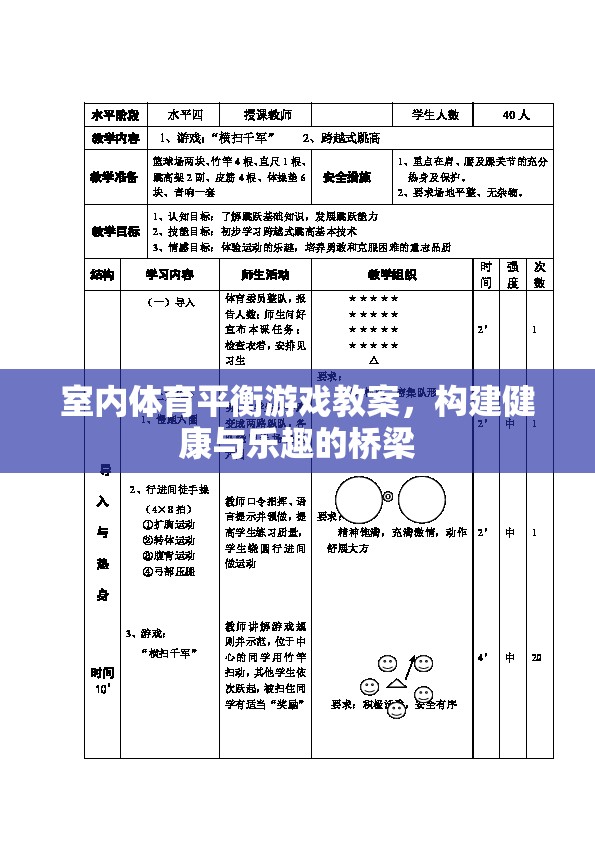 室內(nèi)體育平衡游戲教案，搭建健康與樂趣的橋梁