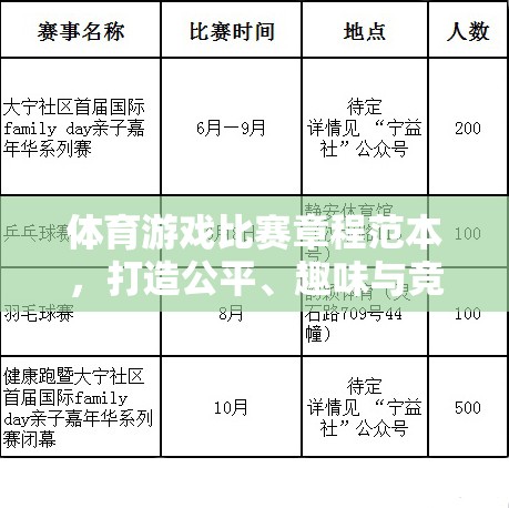 打造公平、趣味與競技的完美融合，體育游戲比賽章程范本