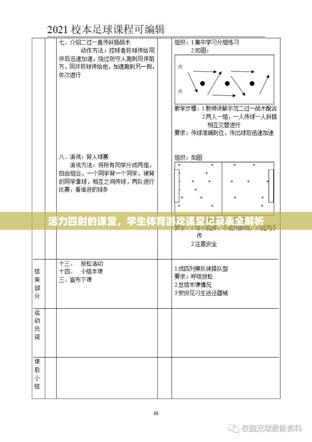 活力四射，學(xué)生體育游戲課堂記錄表全解析