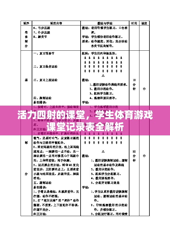 活力四射，學(xué)生體育游戲課堂記錄表全解析