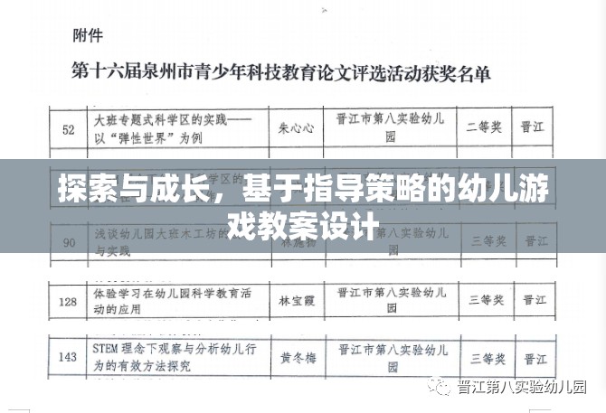 基于指導策略的幼兒游戲教案設計，探索與成長