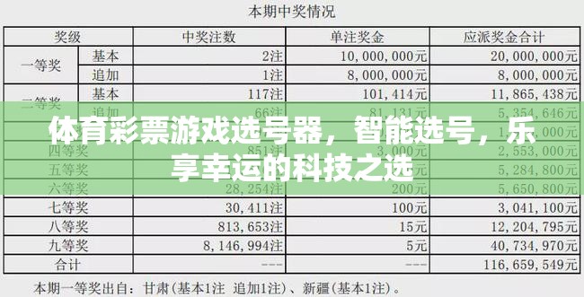 智能選號(hào)，樂(lè)享幸運(yùn)，體育彩票游戲選號(hào)器的科技之選