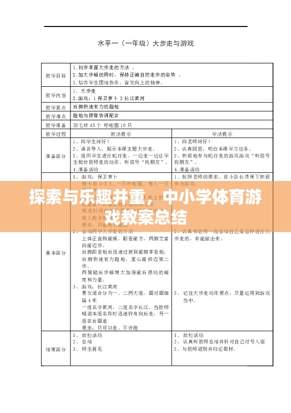 探索與樂趣并重，中小學(xué)體育游戲教案的實(shí)踐與總結(jié)