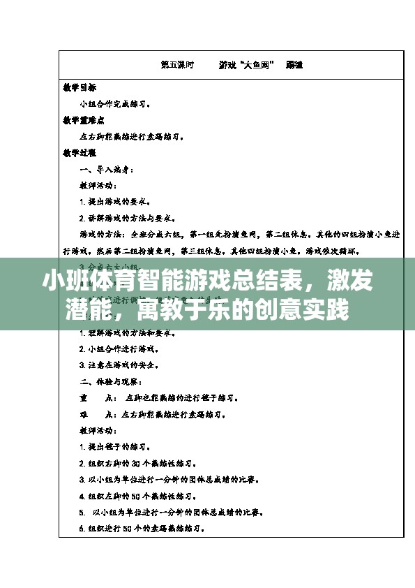 小班體育智能游戲，激發(fā)潛能的寓教于樂創(chuàng)意實踐總結(jié)