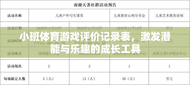 小班體育游戲評價記錄表，激發(fā)潛能與樂趣的成長工具