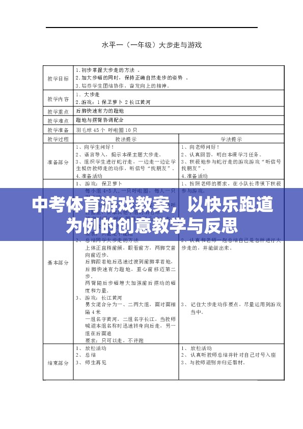 快樂(lè)跑道，中考體育游戲教案的創(chuàng)意教學(xué)與反思