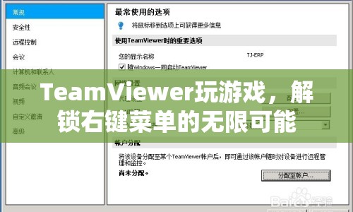 TeamViewer解鎖右鍵菜單，打造游戲新體驗(yàn)